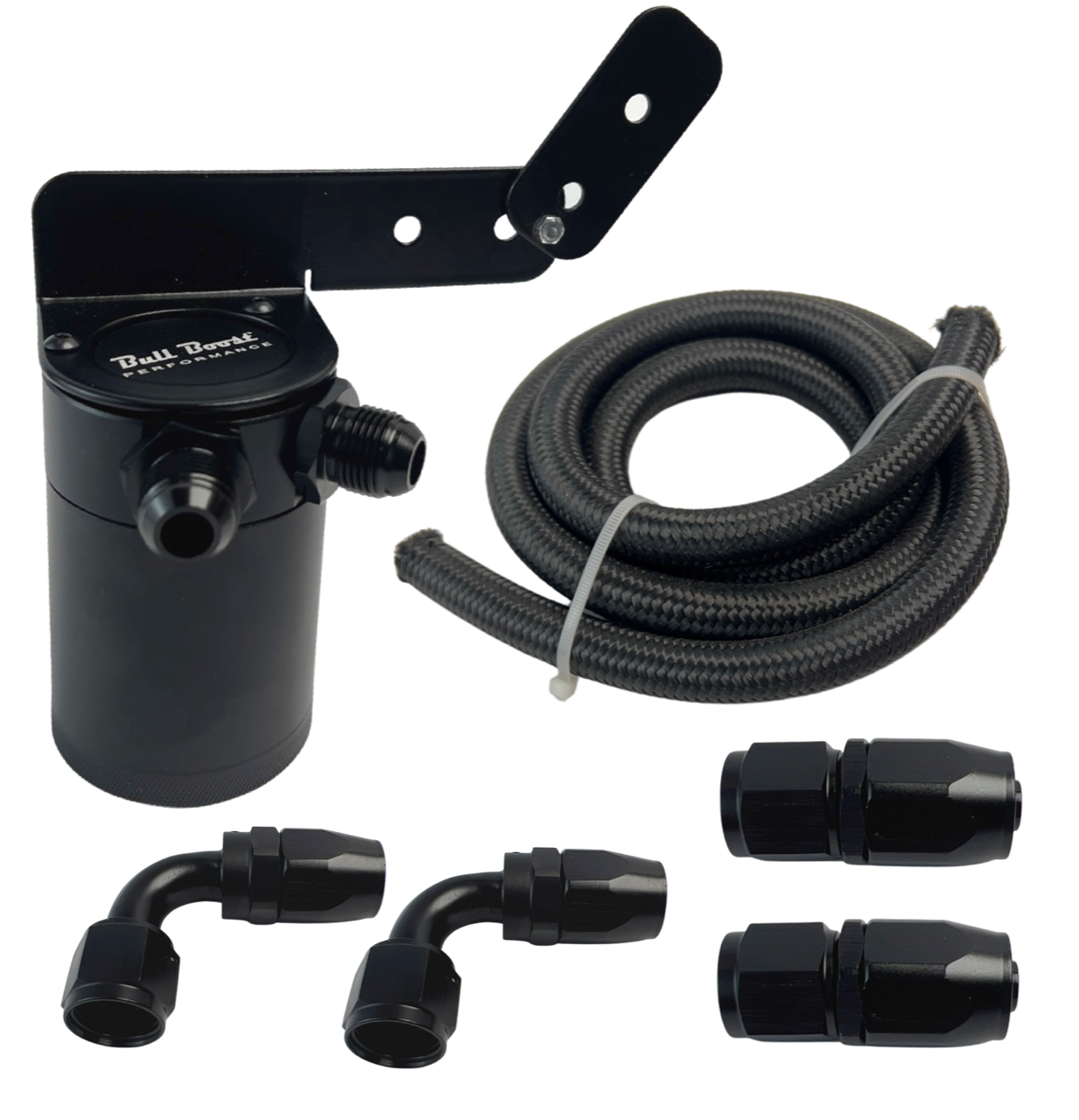 Universal Performance Oil Catch Can 2 Port -8AN + Adjustable Mounting Bracket Kit Turbo V2