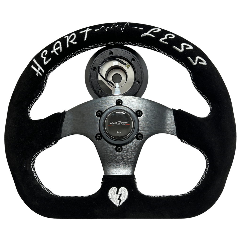 Quadro Flat Suede Steering Wheel + Short Hub Adapter Kit For Toyota Camry Corolla