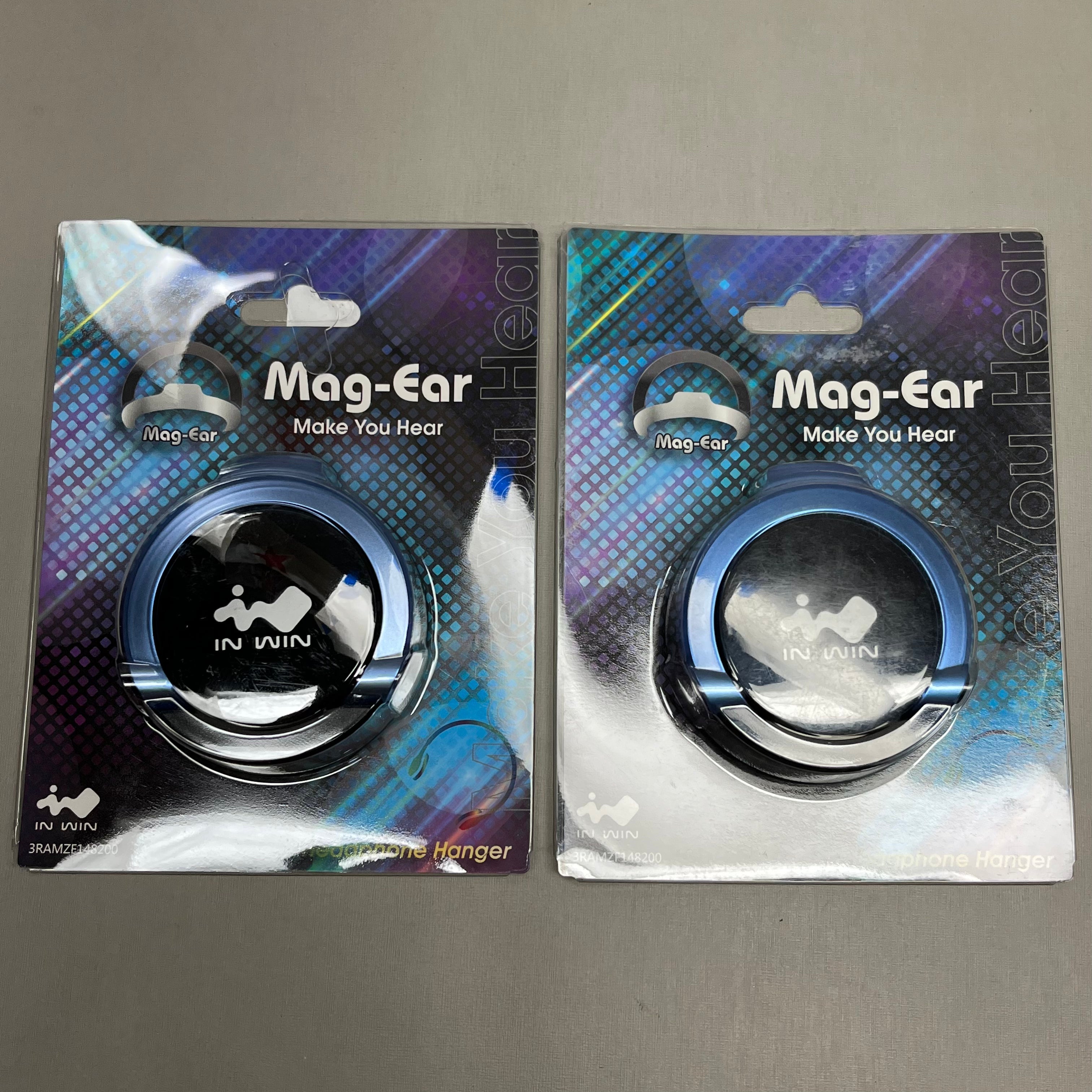 2 PACK! INWIN Mag-Ear Headphone Hanger Headset Blue 3RAMZF148200 (New)