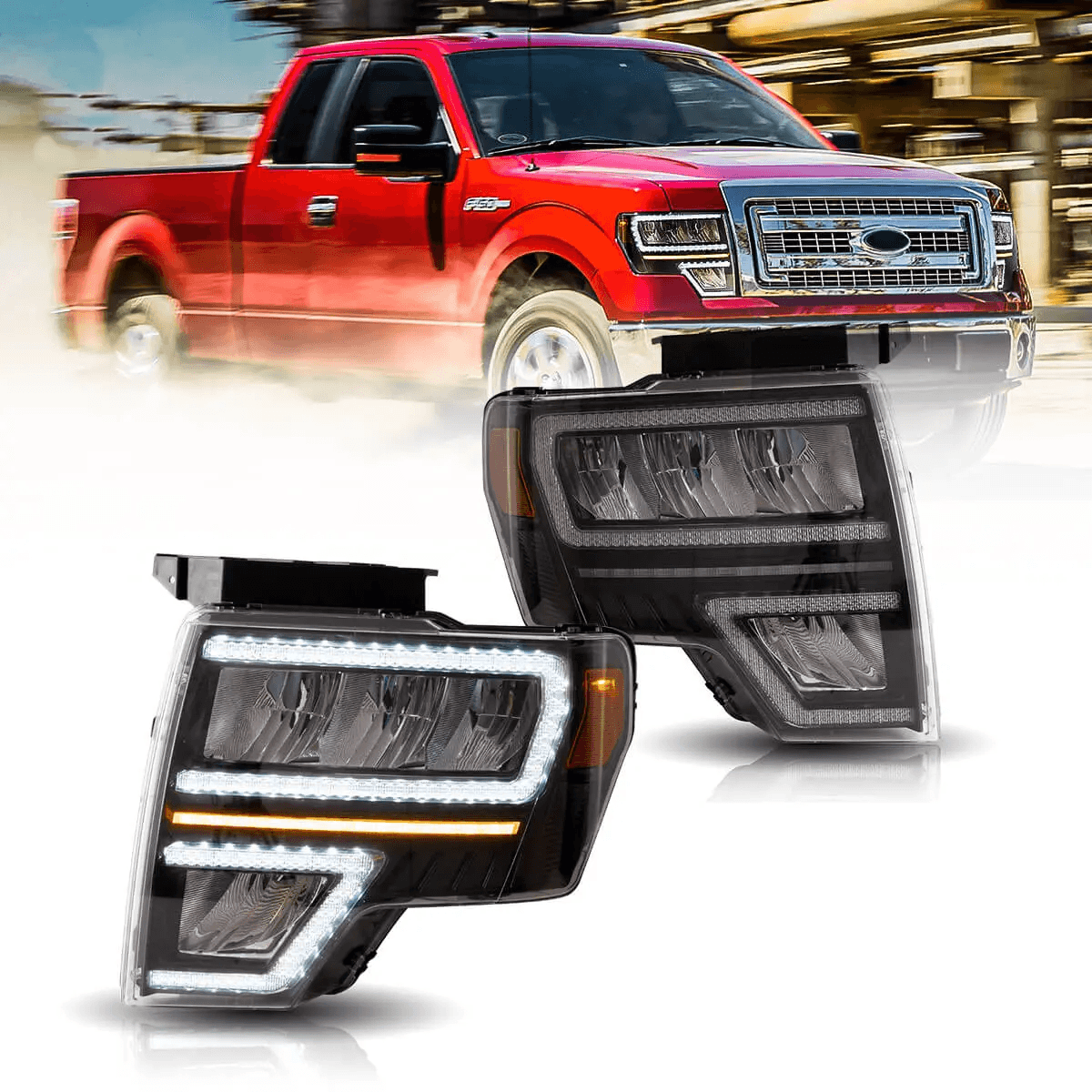 LED Headlight Assembly Reflection Bowl For 2009-2014 F150 12th Gen