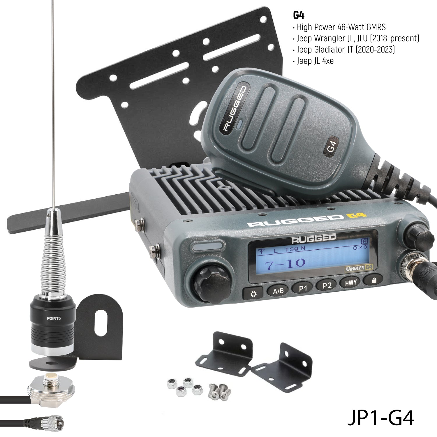 GMRS Mobile Radio Kit for Wrangler JL and Gladiator JT - G1 Waterproof