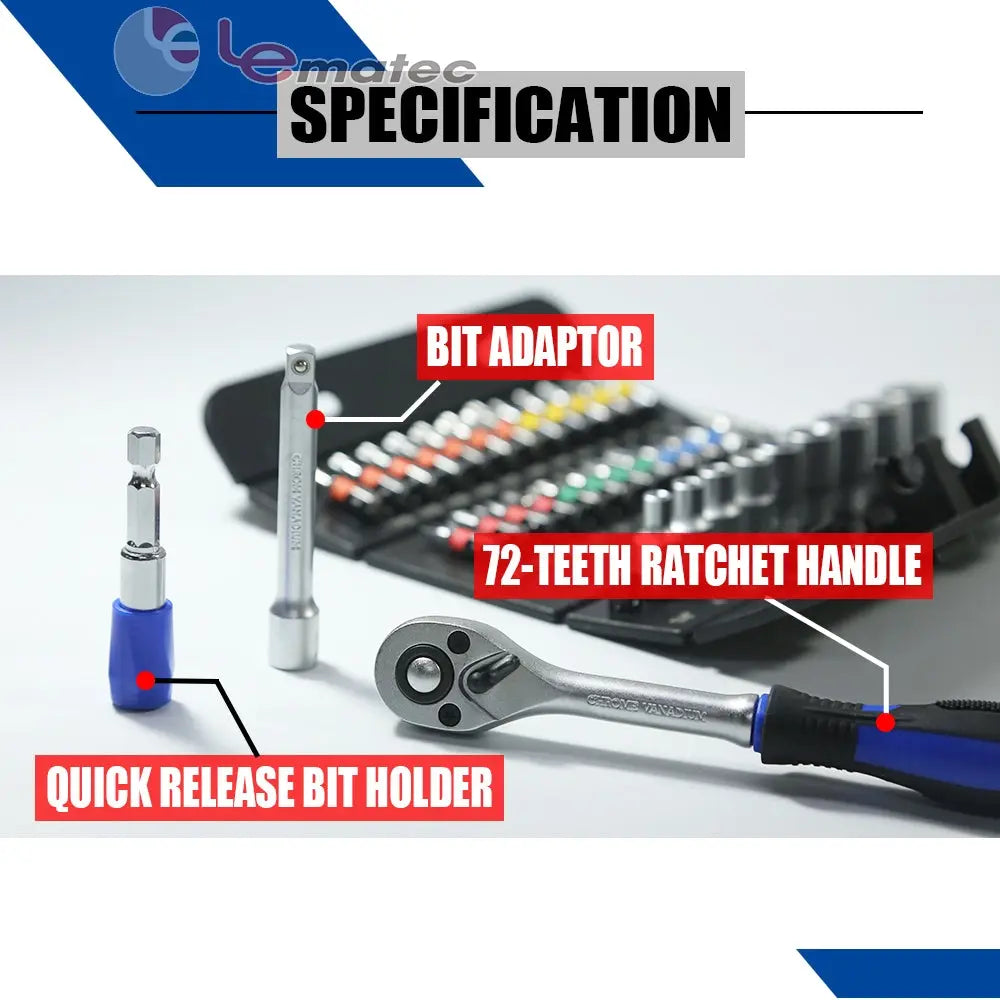 LE-RF237 37PCS 1/4" Drive Socket & Bit Set – Complete Kit