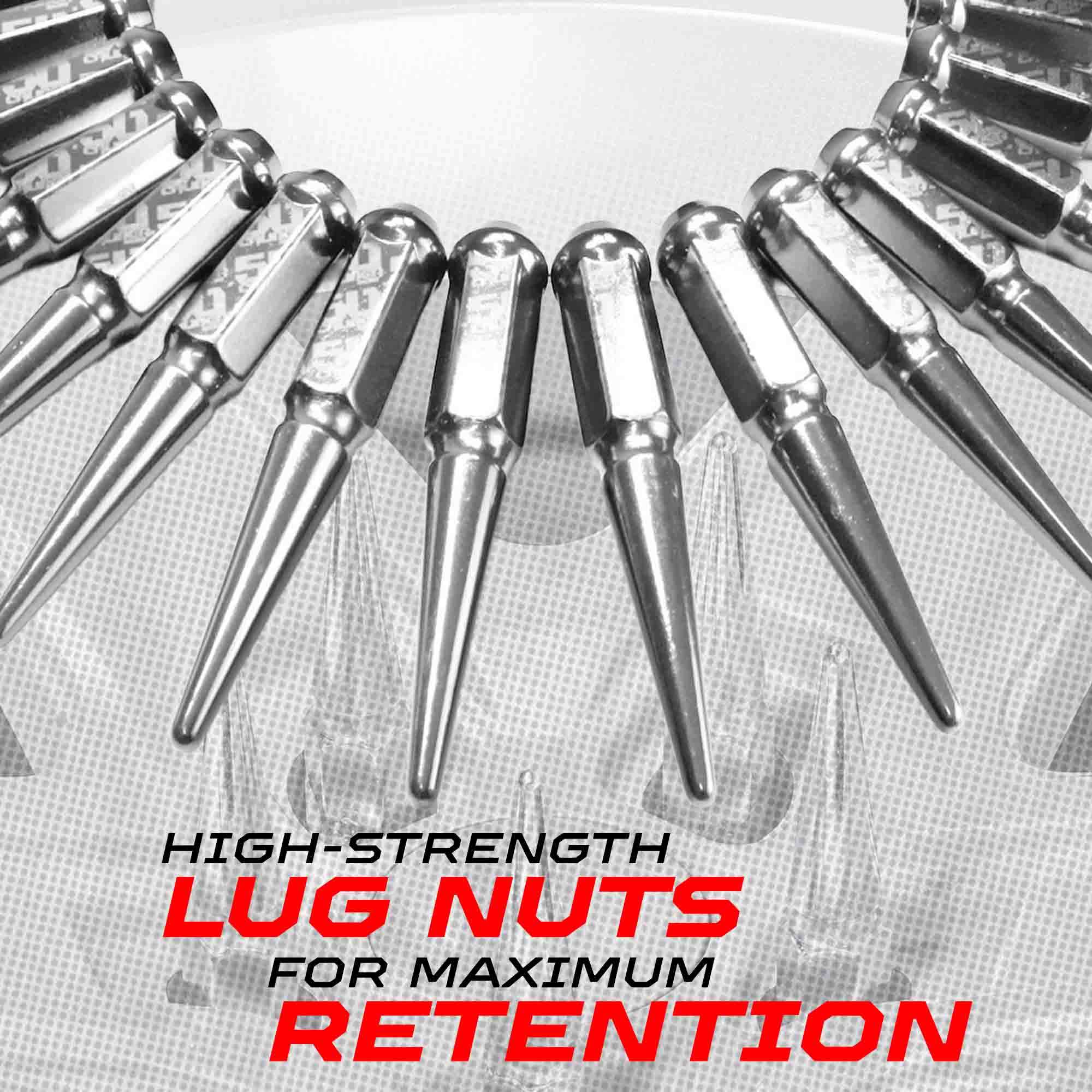 12x1.25mm Extended Spike Lug Nuts - 60 Degree Taper Seat
