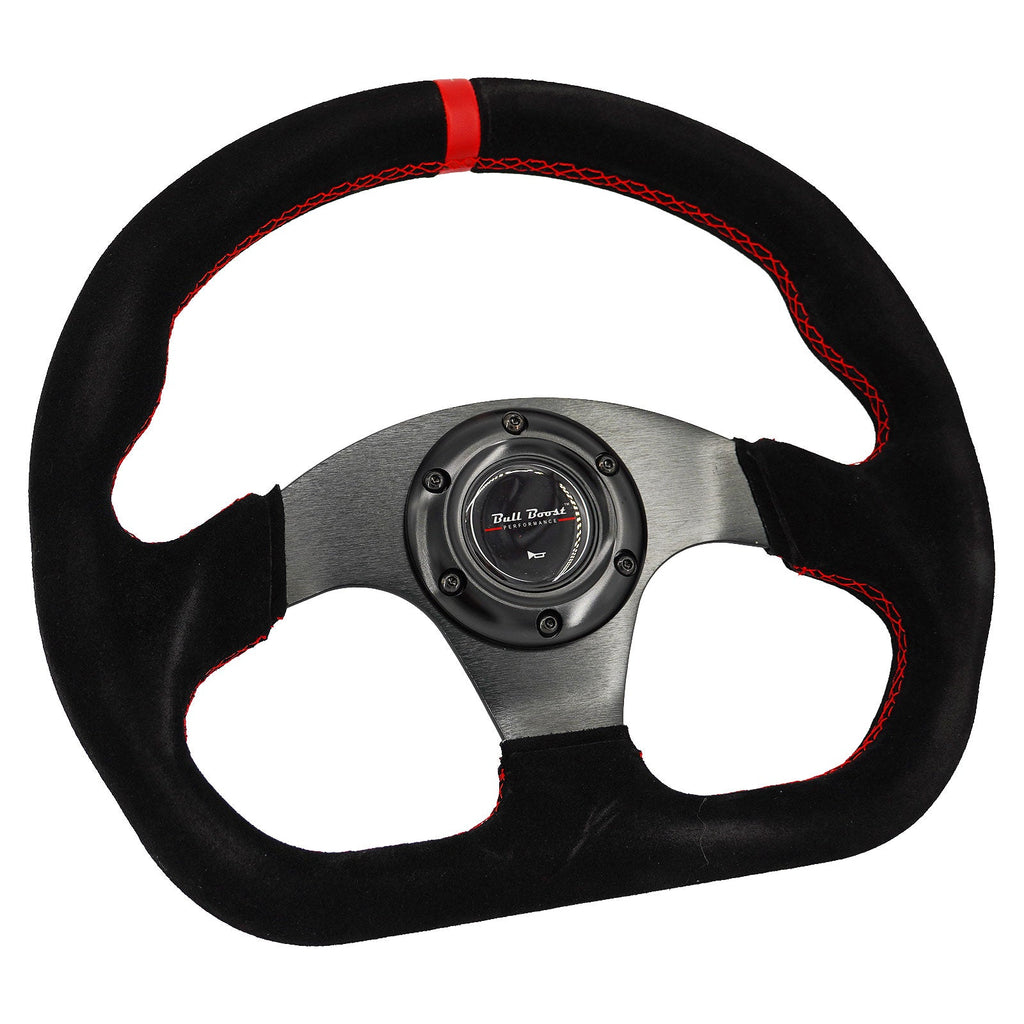 Lightweight Flat Racing Billet 6-Bolt Steering Wheel Black Alcantara Quadro