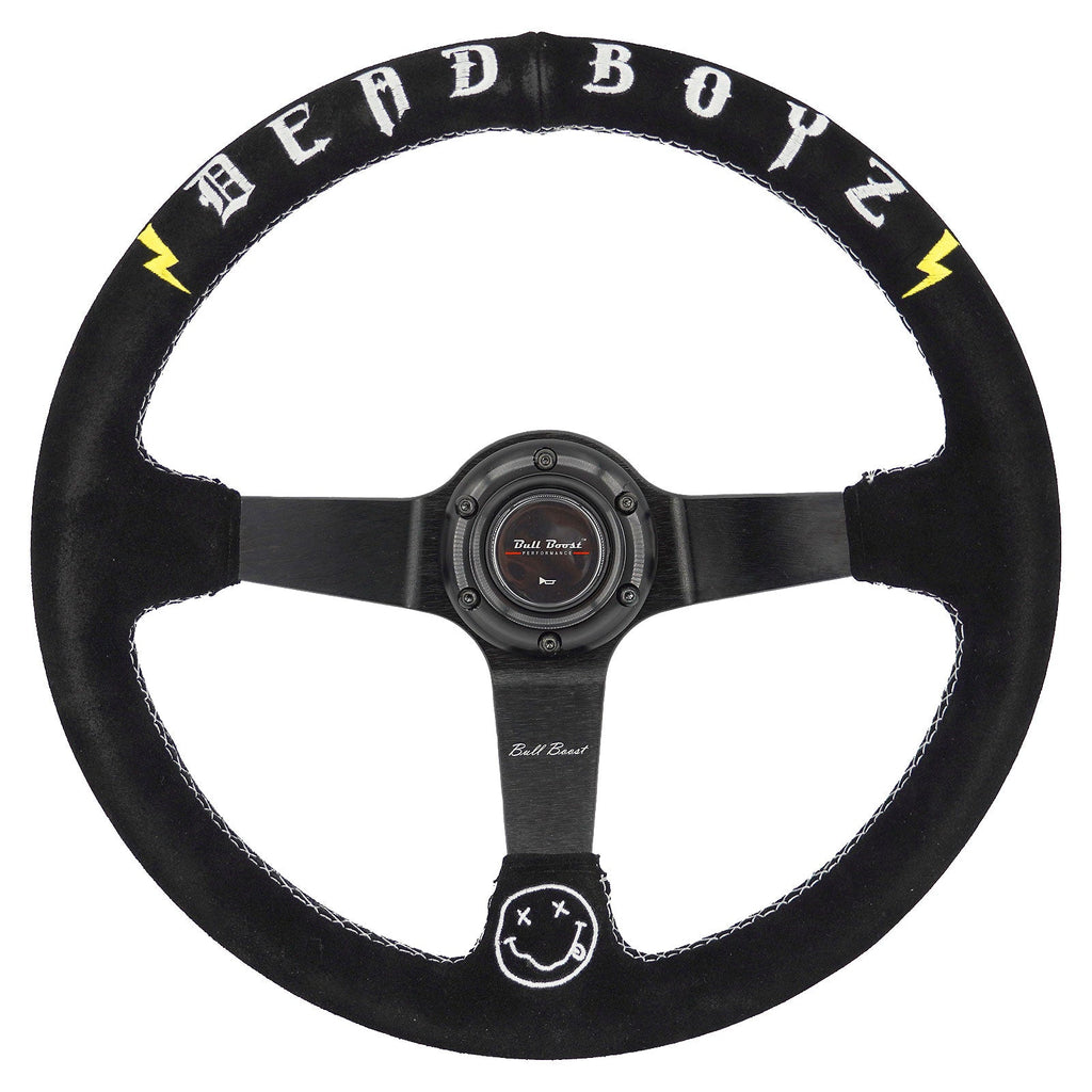 Deadboyz Universal 350mm 3"Deep Dish 6-Bolt Steering Wheel Black Suede