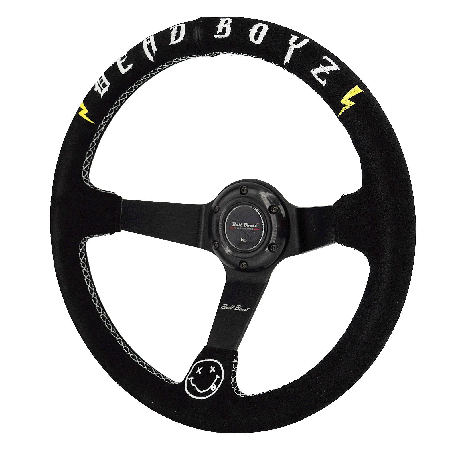 Deadboyz Universal 350mm 3"Deep Dish 6-Bolt Steering Wheel Black Suede