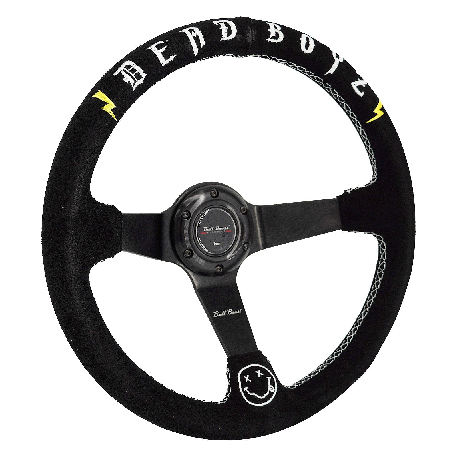 Deadboyz Universal 350mm 3"Deep Dish 6-Bolt Steering Wheel Black Suede