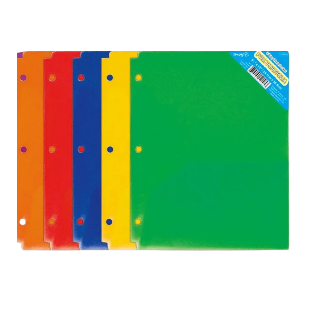 Portafolio poly 2?bolsillos 9" x 12" con huecos