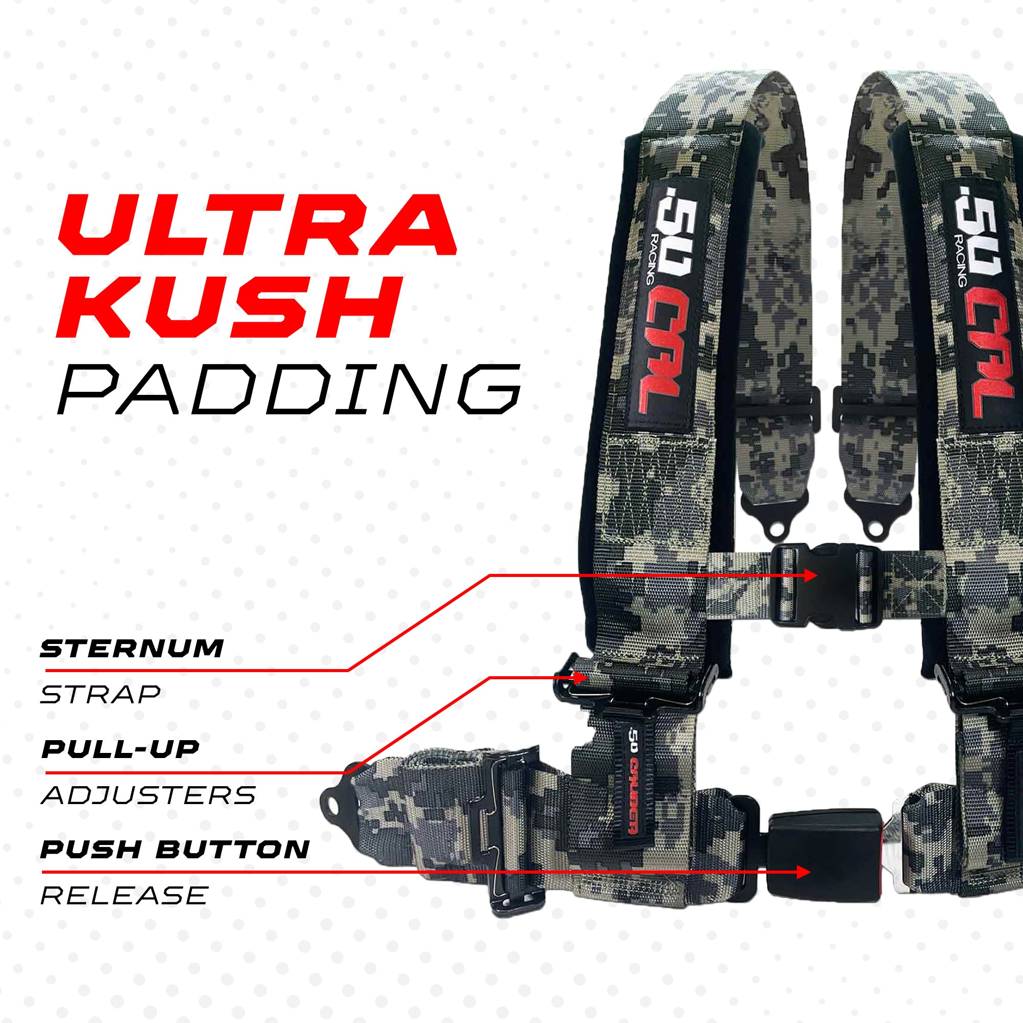 Pro Series 2" & 3" 4 point Harness with push button release