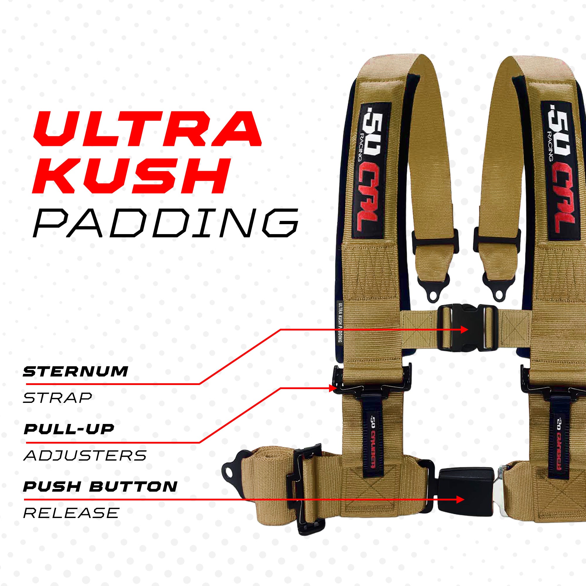 Pro Series 2" & 3" 4 point Harness with push button release