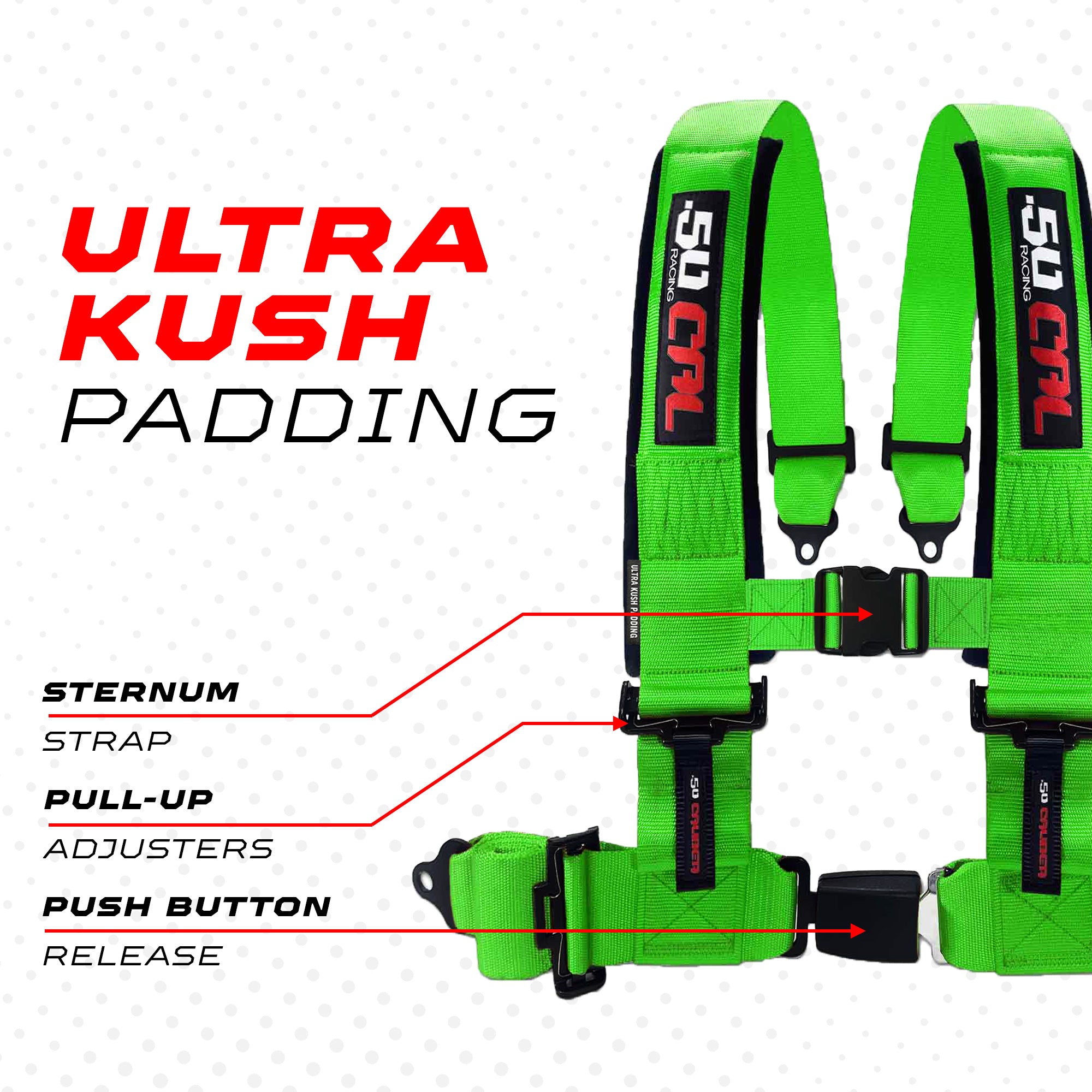 Pro Series 2" & 3" 4 point Harness with push button release