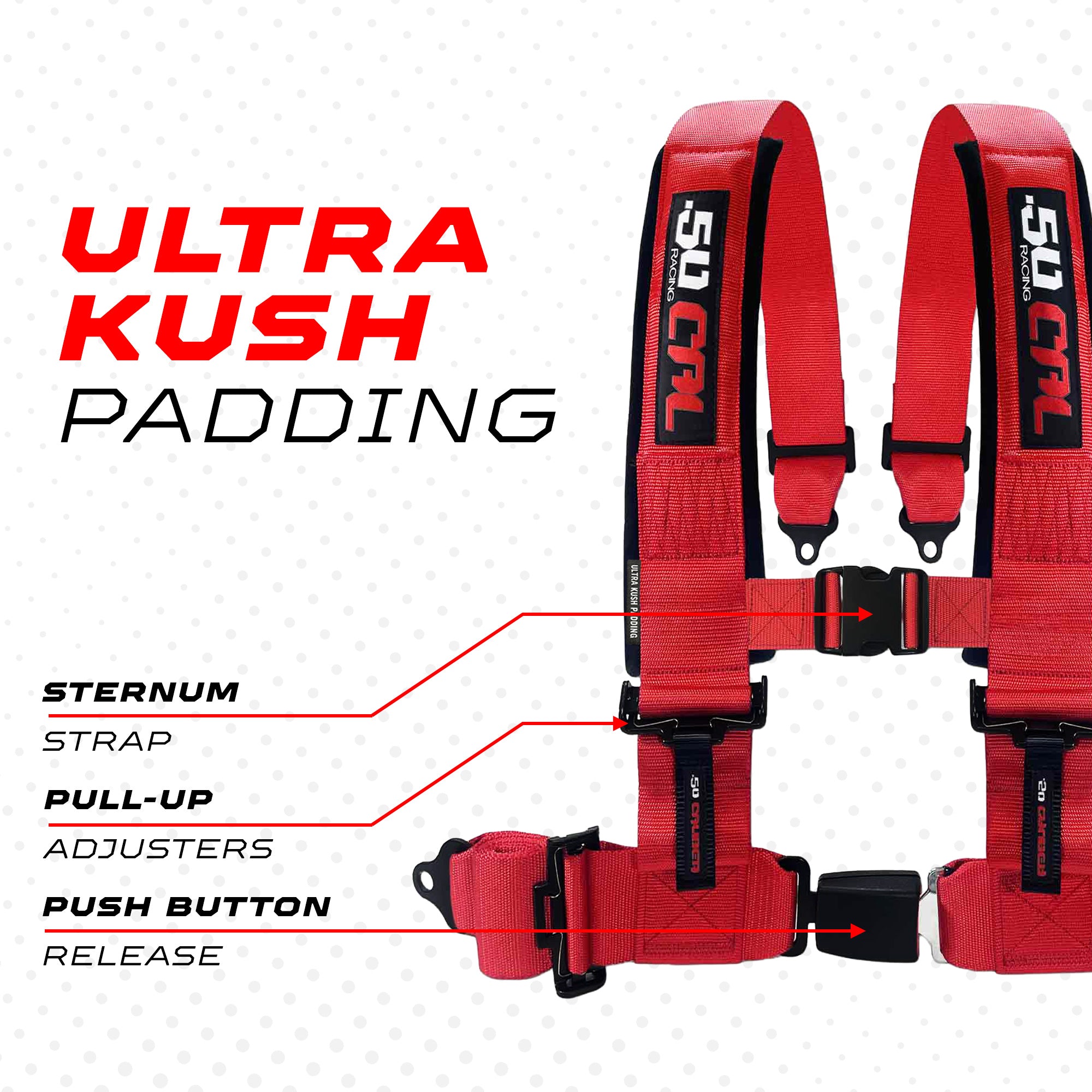 Pro Series 2" & 3" 4 point Harness with push button release
