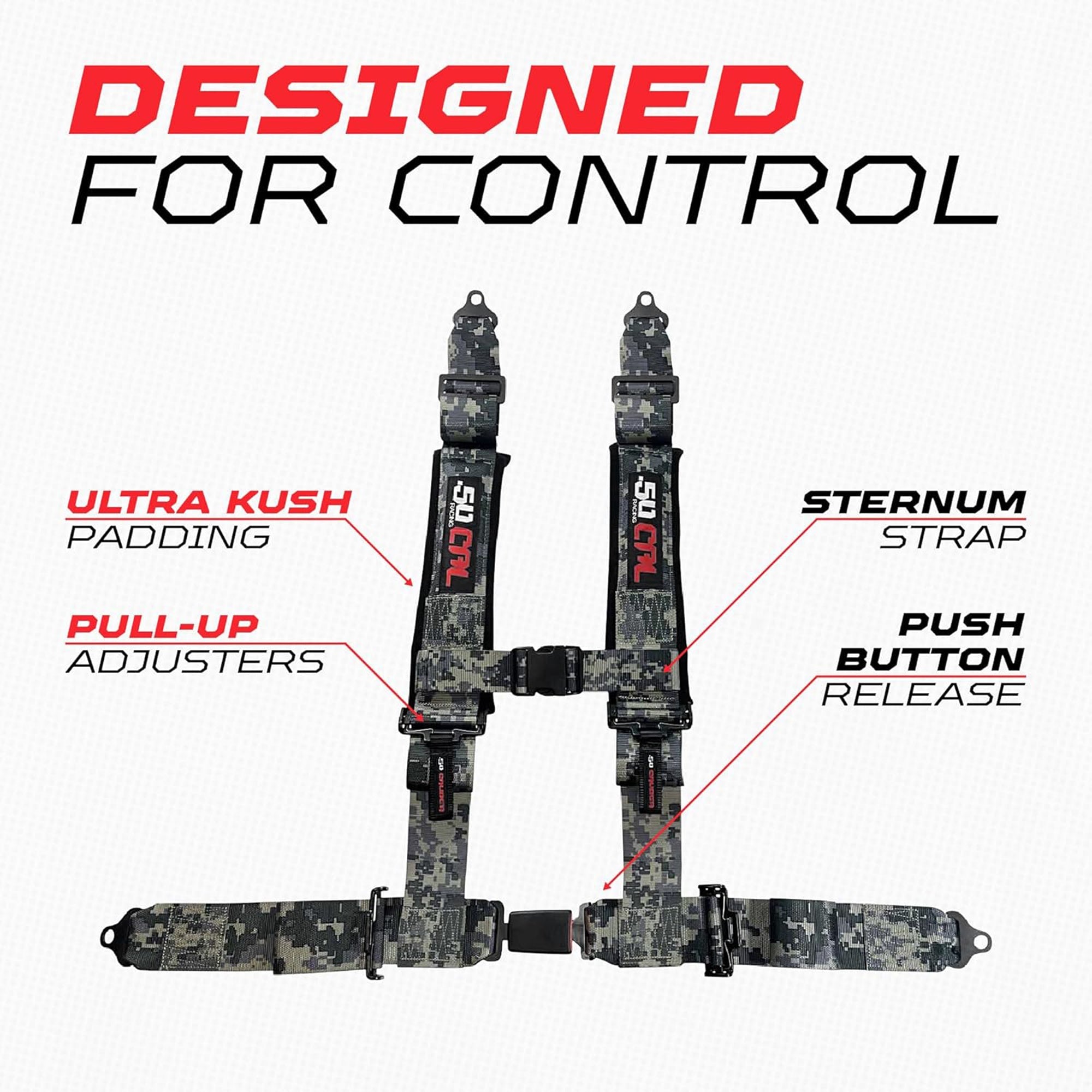 Pro Series 2" & 3" 4 point Harness with push button release
