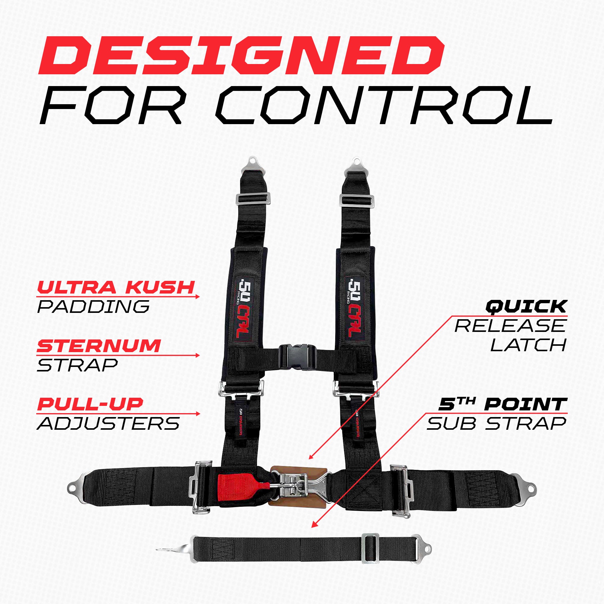 3" 5 point Pro Series Latch Harness 50 Caliber Racing Harness