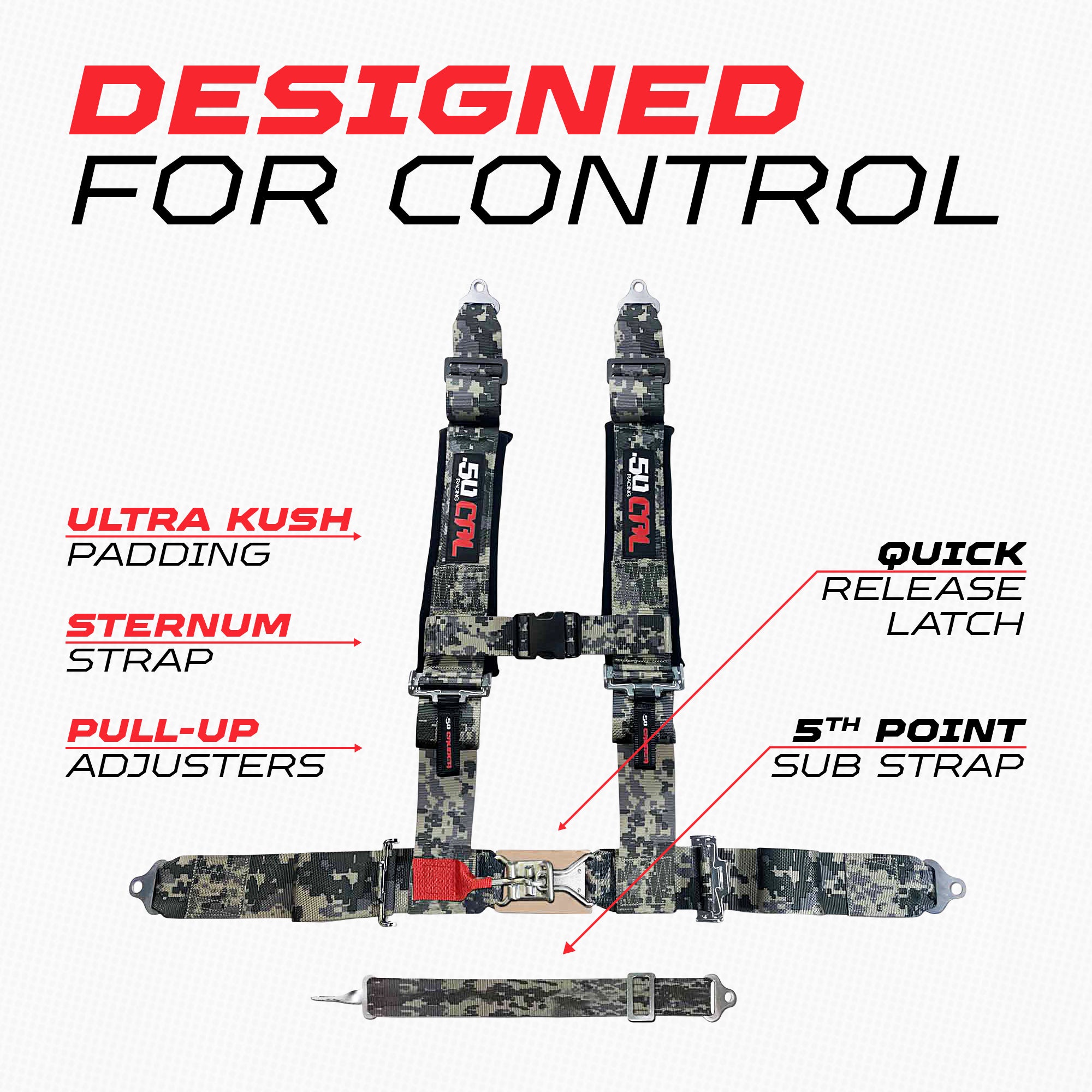 3" 5 point Pro Series Latch Harness 50 Caliber Racing Harness