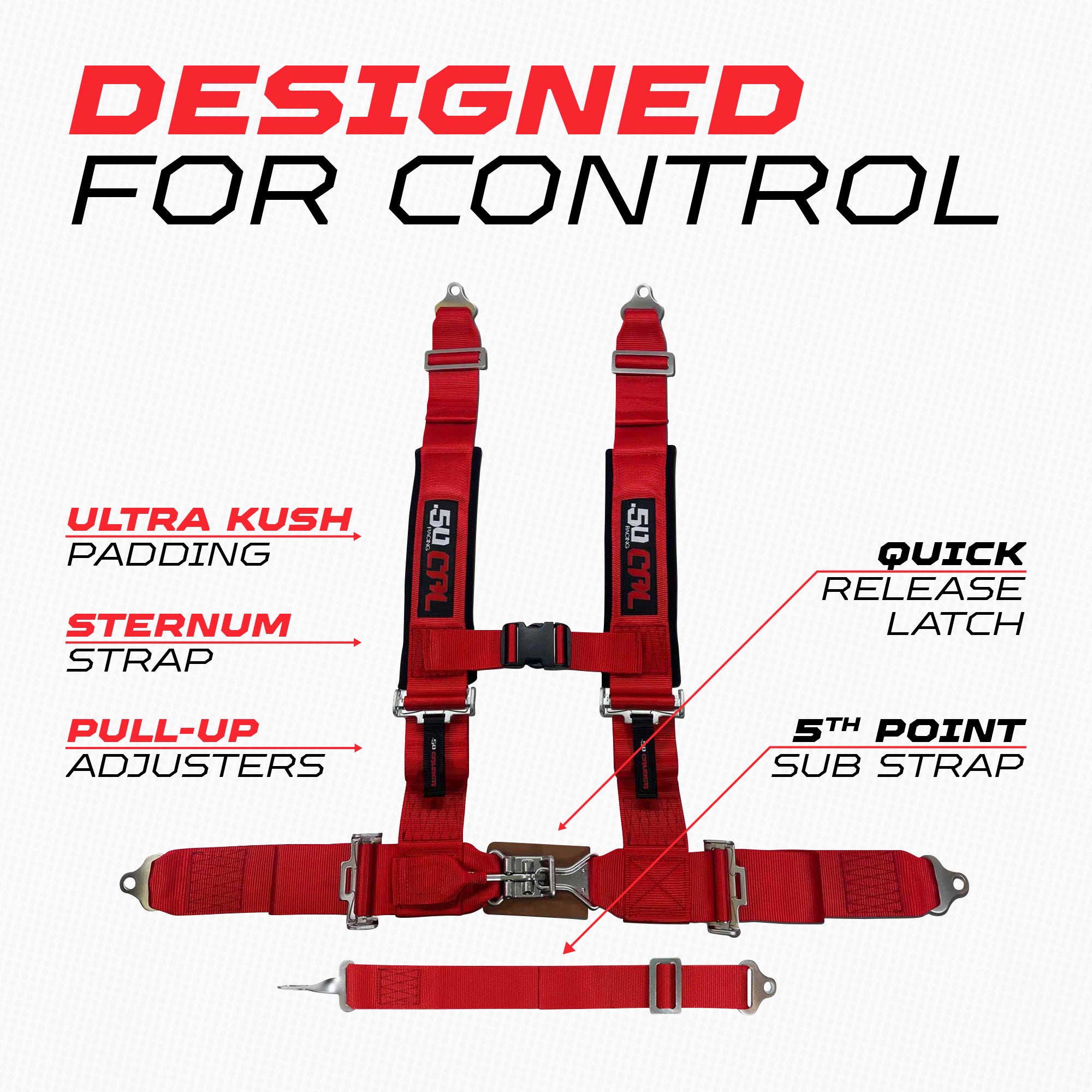 2" 5 point Pro Series Latch Harness 50 Caliber Racing Harness