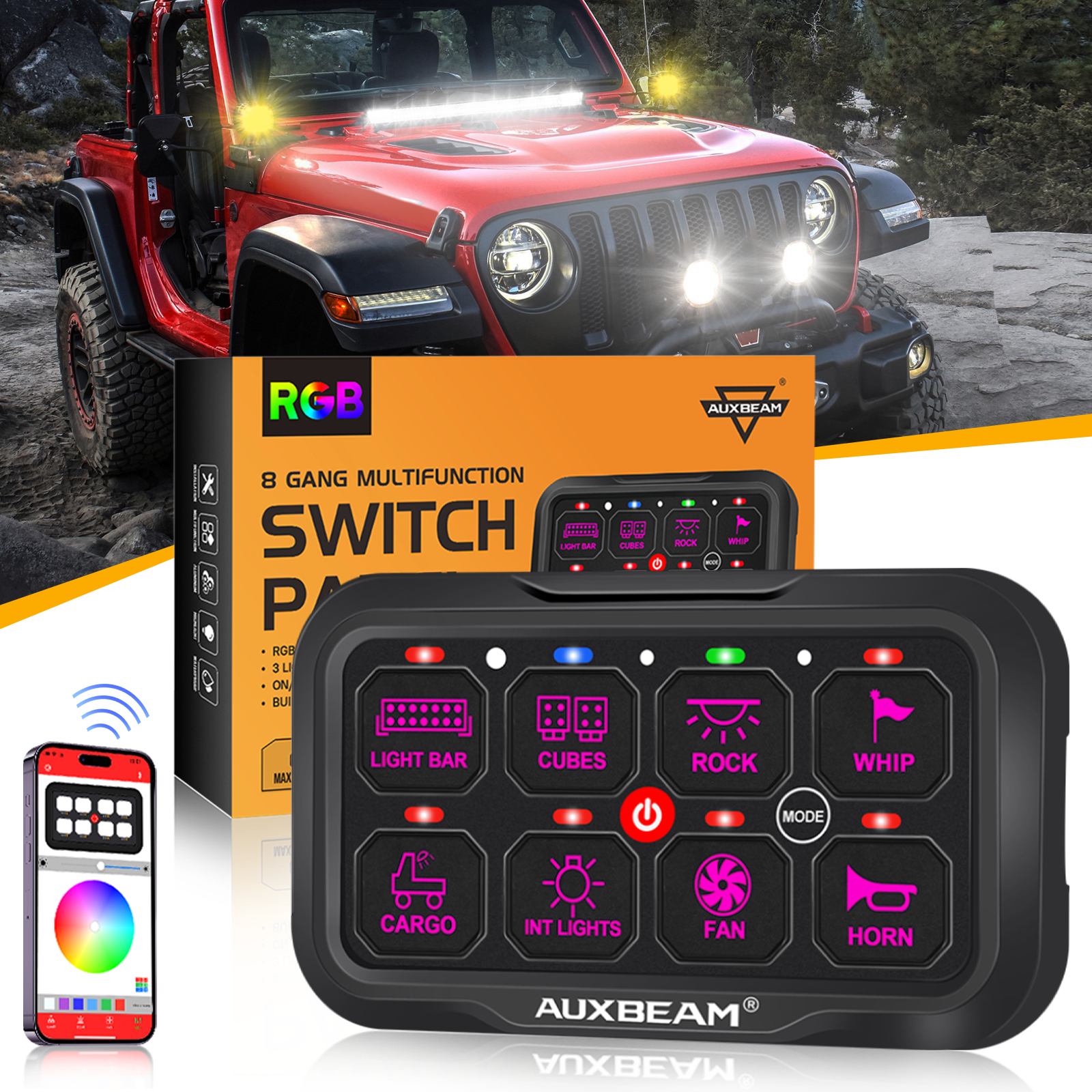 AR-800 Multifunction RGB Switch Panel with Bluetooth Controlled & 47 Inch Extension Cable(Optional) for