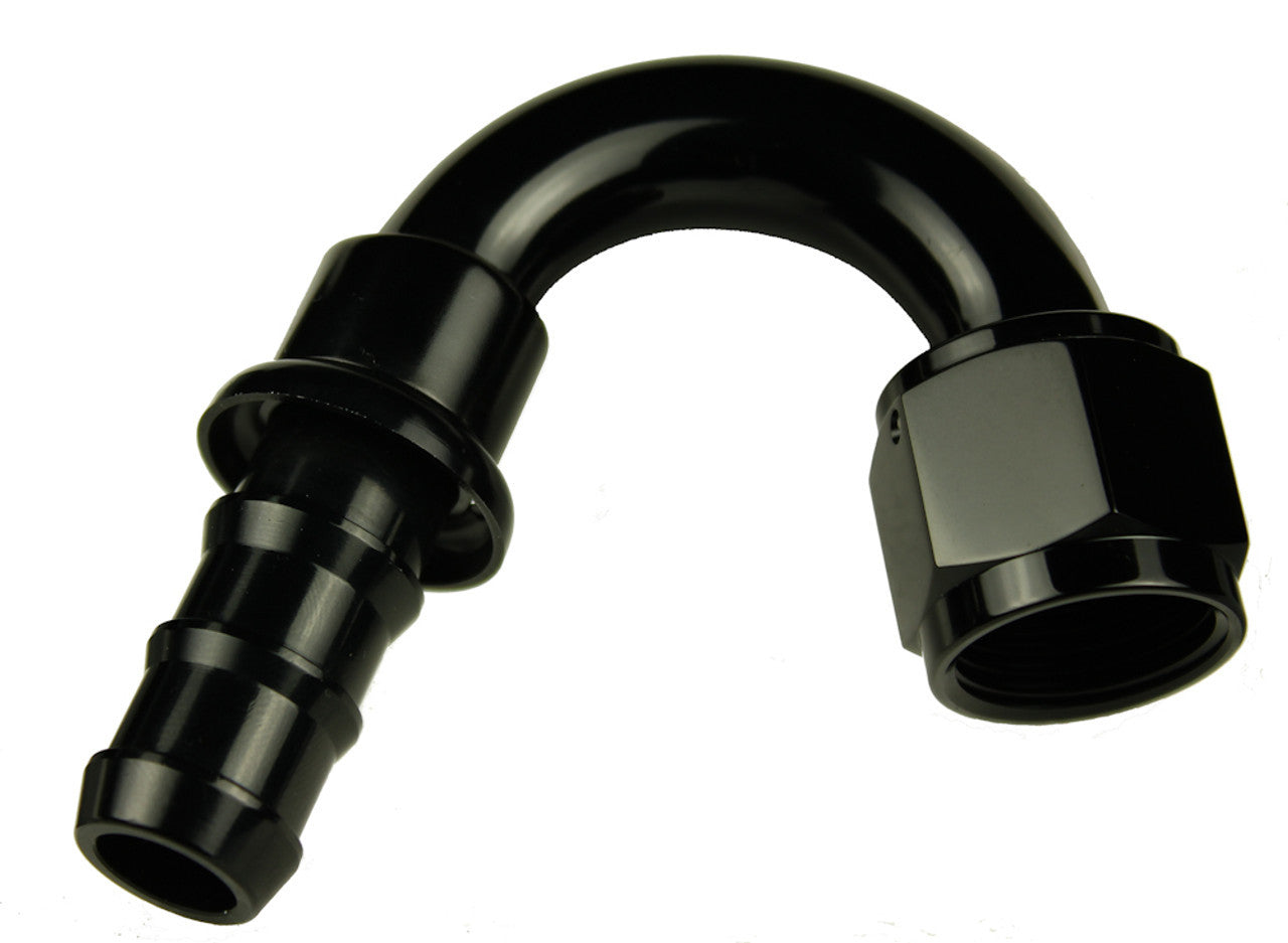 8AN 150 Degree AN/Hose End Push Lock Black