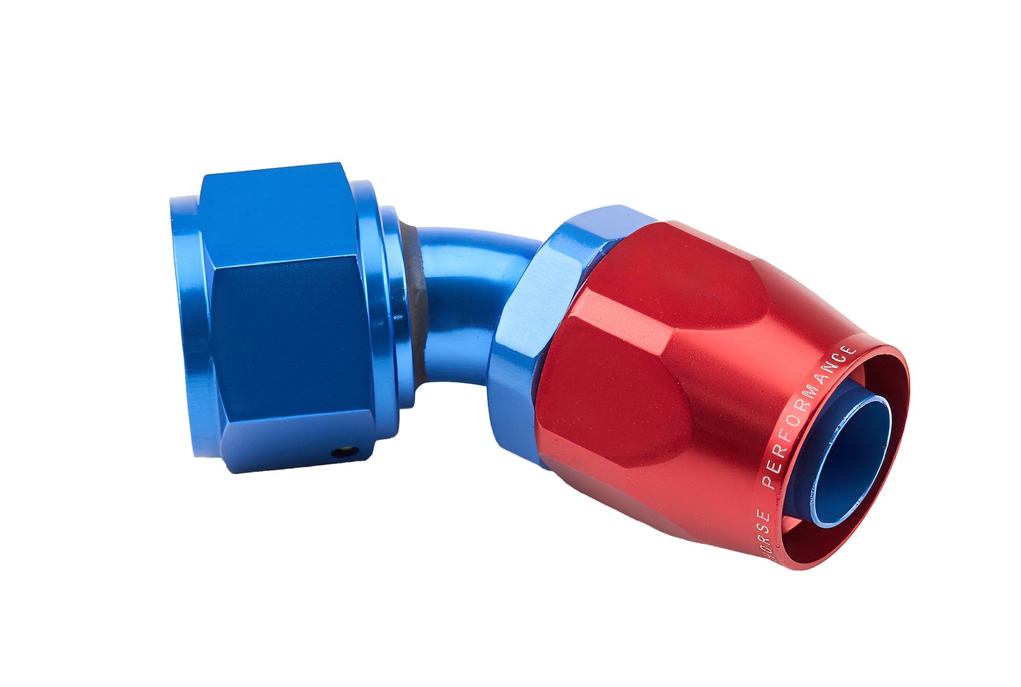 12AN 45Deg FM Hose End Aluminum Red Blue