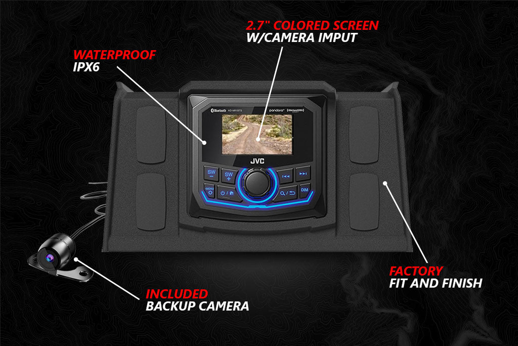 SSV Works V-Spec 3-Speaker Plug-&-Play Kit with Kenwood MR300BT for 2014-2023 Polaris RZR