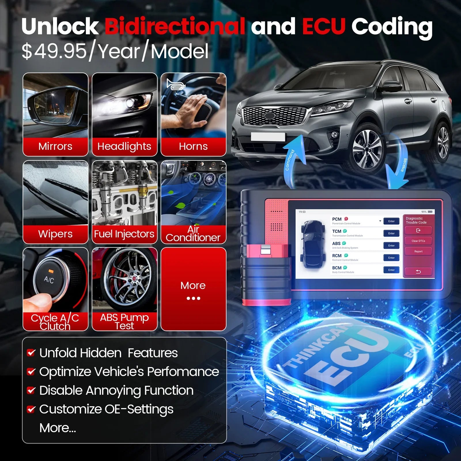THINKCAR THINKTOOL MINI Professional Auto OBD2 Scanner Full System Clear Code Read 28 Reset Lifetime Free Car Diagnostic Tool