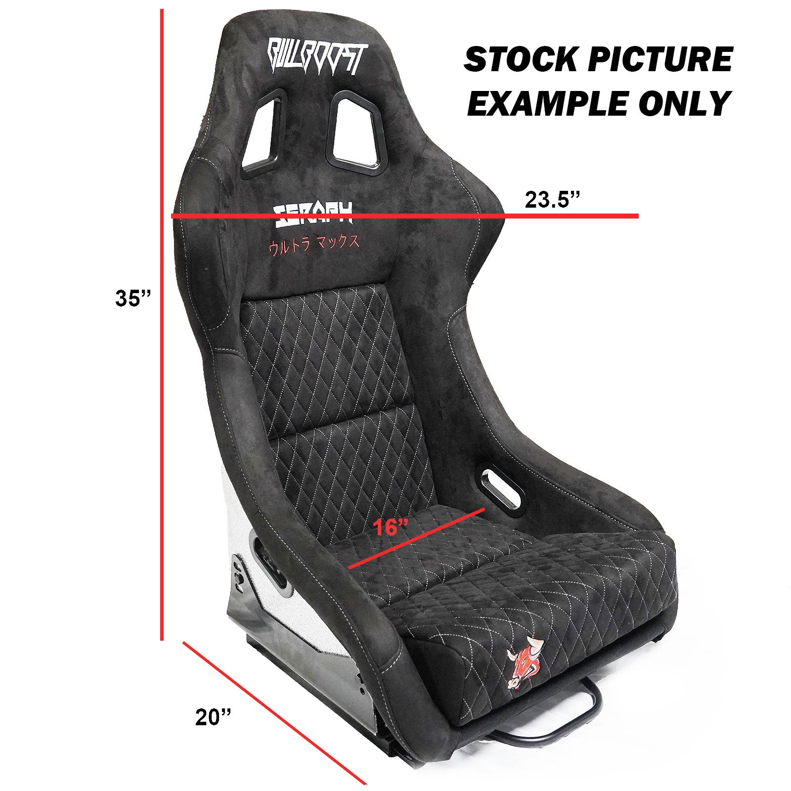 Red Bull Boost Adjustable Racing Lowered Ultra Max Bucket Seat with Slider Rails