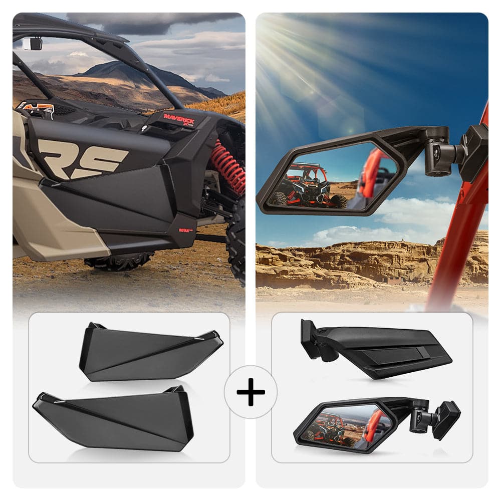 Kemimoto Front Lower Door Inserts & UTV Side View Mirror Maveri
