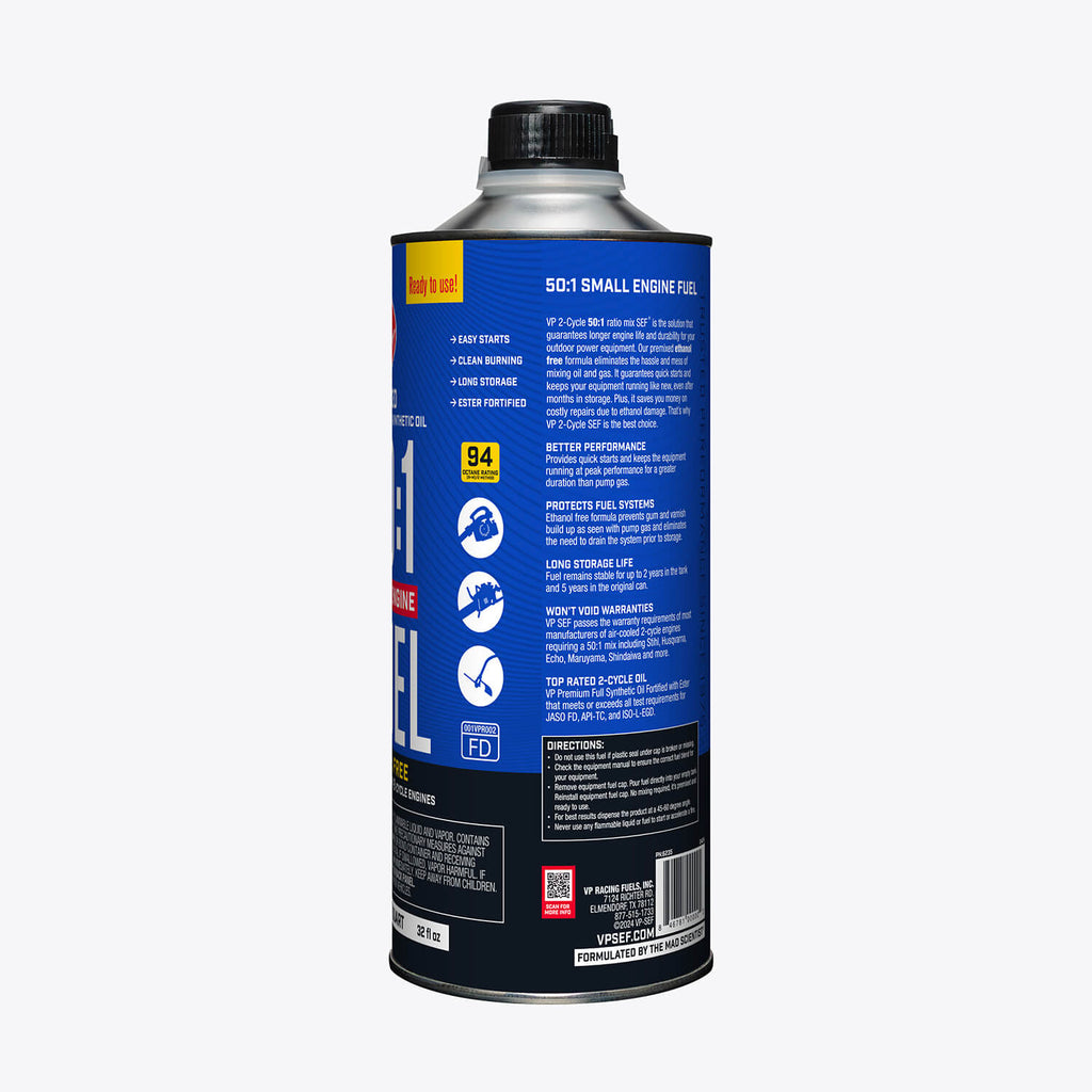 VP Racing 50:1 Fuel Mix: Premixed Ethanol-Free 94 Octane