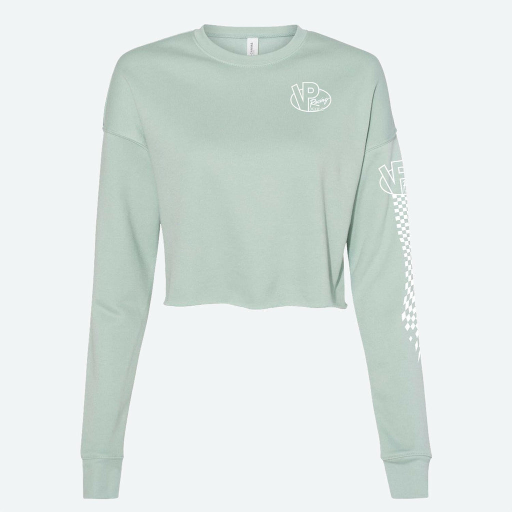 VP Racing Checkered Cropped Dusty Blue Sweater
