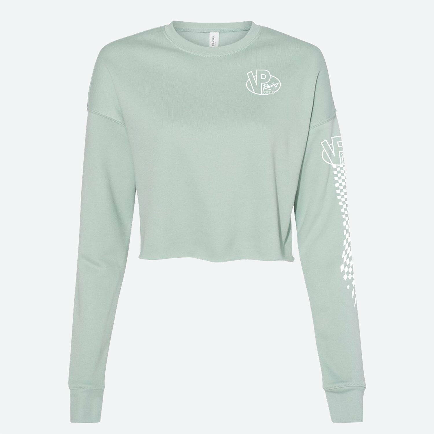 VP Racing Checkered Cropped Dusty Blue Sweater