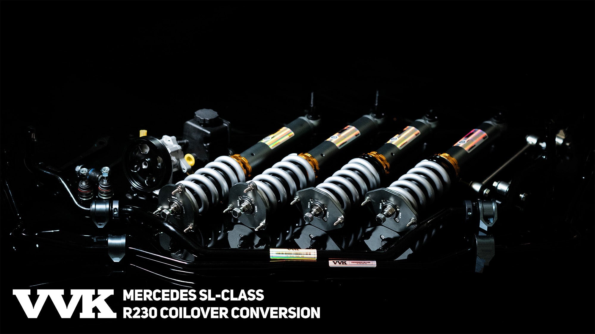 Mercedes SL500 R230 Coilover Conversion Kit with Adjustable Sway Bars and Power Steering
