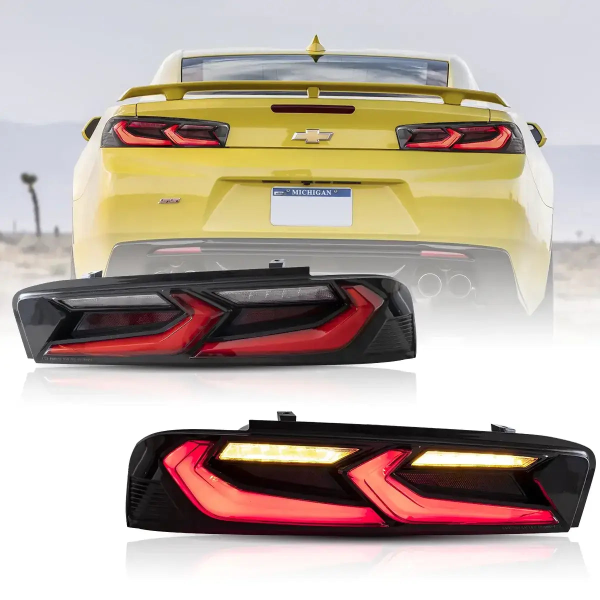 LED Tail Lights Assembly With Sequential Turn Signal With Reverse Lights For 2016-2018 Camaro (Fit For American Models)