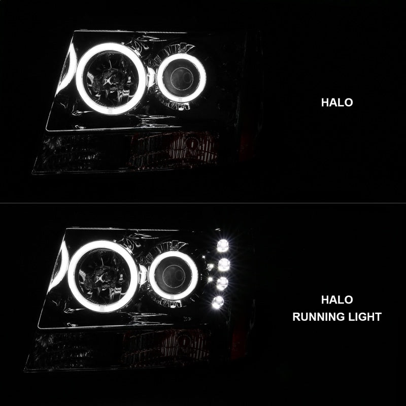Anzo 2007-2013 Chevrolet Avalanche Projector Headlights w/ Halo Chrome