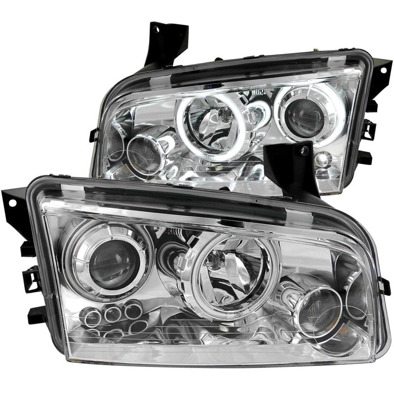 Anzo 2006-2010 Dodge Charger Projector Headlights w/ Halo Chrome (CCFL)