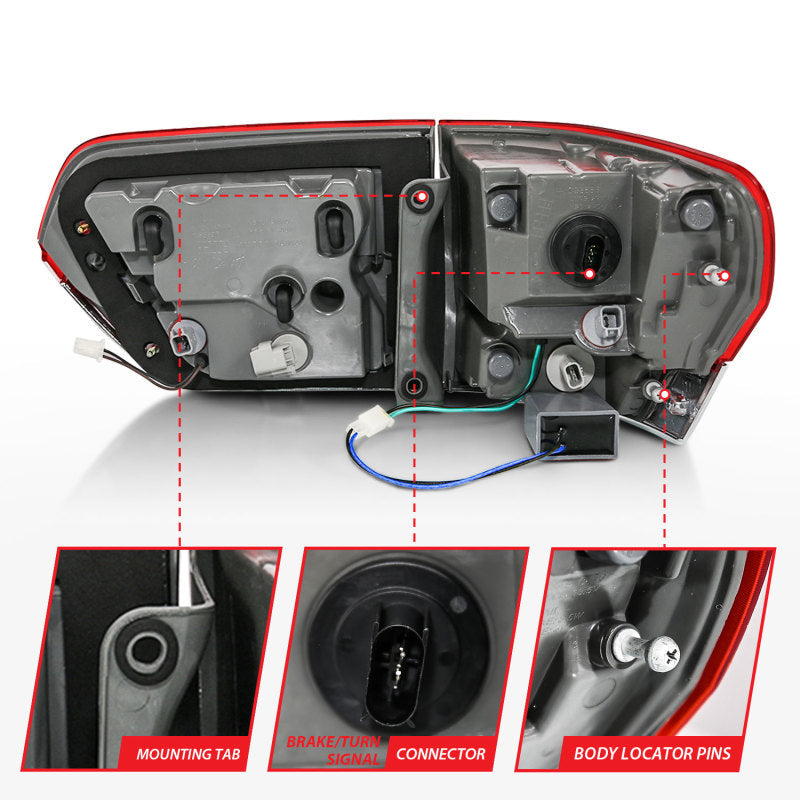 Anzo 2014-2016 Jeep Grand Cherokee LED Taillights Red/Clear