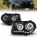 Anzo 2005-2010 Chrysler 300C Projector Headlights w/ Halo Black (CCFL) G2