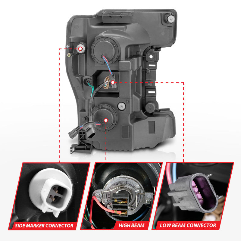 Anzo LED Headlights 17-18 Ford F-250 Projector Plank-Style