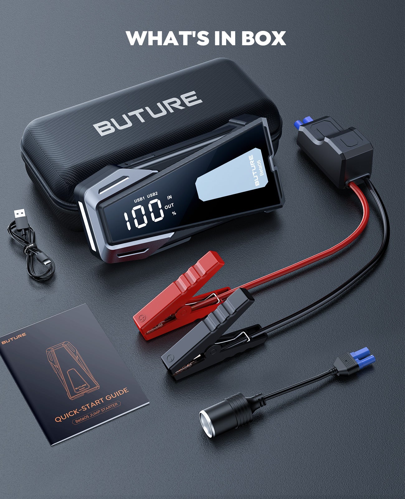 Buture Beta05 Car Jump Starter 4000A丨EC5 Adapter Included, Power More Devices
