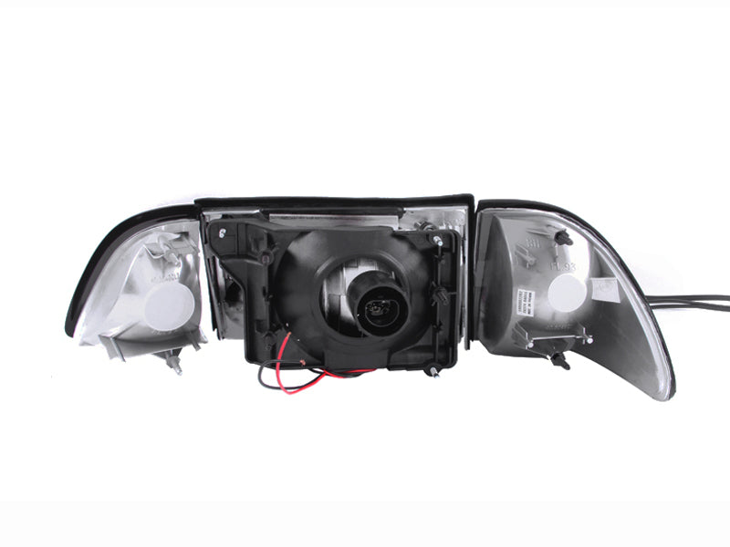 Anzo 1987-1993 Ford Mustang Crystal Headlights Chrome w/ Corner Lights 2pc
