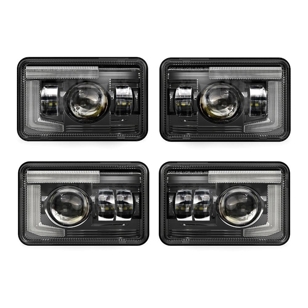 4x6 Inch DOT Sealed Beam LED Headlights with DRL For Peterbilt Kenworth Freightinger Ford