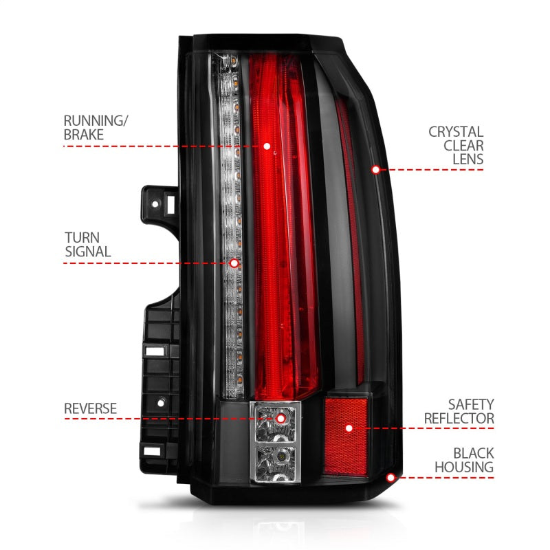 Anzo GMC Yukon / XL / Denali 15-18 L.E.D Tail Lights Black