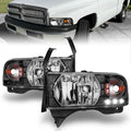 Anzo 1994-2001 Dodge Ram Crystal Headlights Black w/ LED