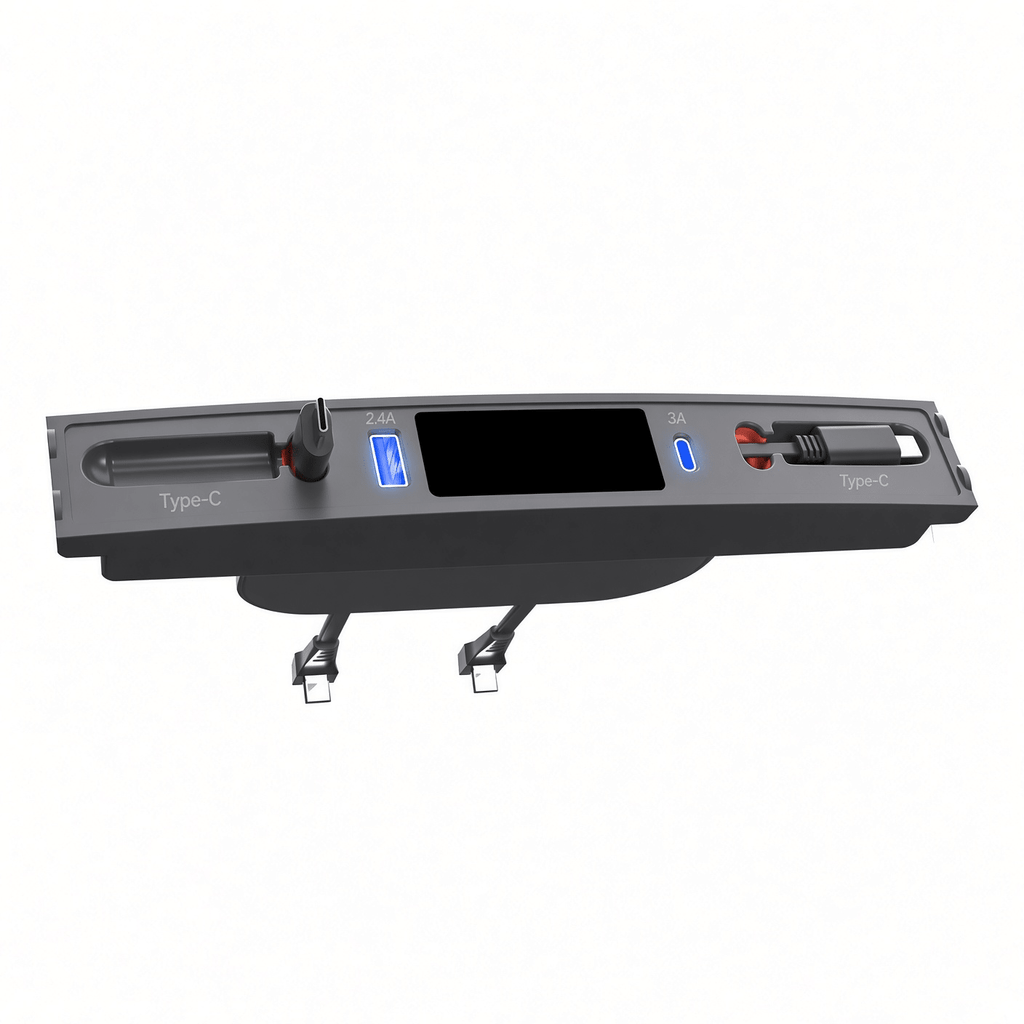 Center Console USB Hub for Model 3/Y | Retractable Cable | LED Light | 3 Configs
