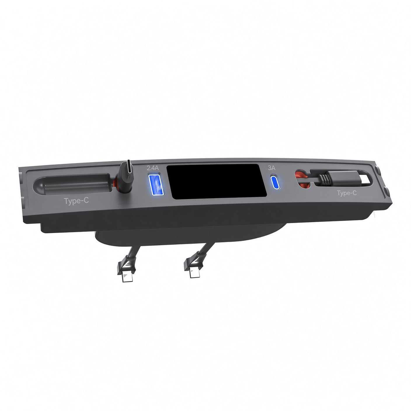 Center Console USB Hub for Model 3/Y | Retractable Cable | LED Light | 3 Configs