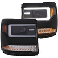 Anzo Chevy Silverado 1500 16-18 Projector Plank Style Headlights Black