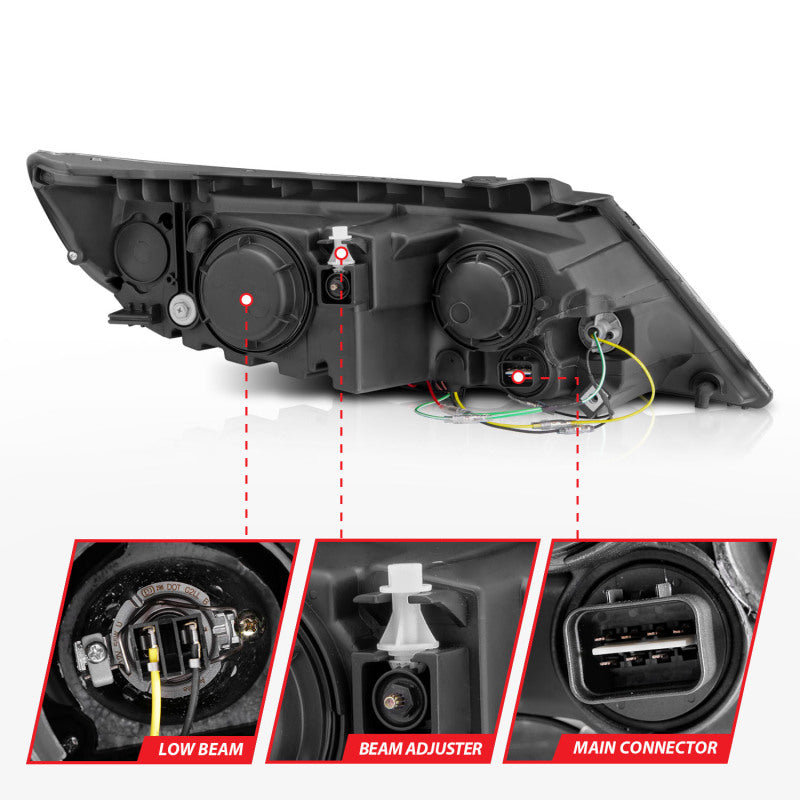 Anzo 2011-2013 Kia Sorento Projector Headlights w/ Halo Black (CCFL)