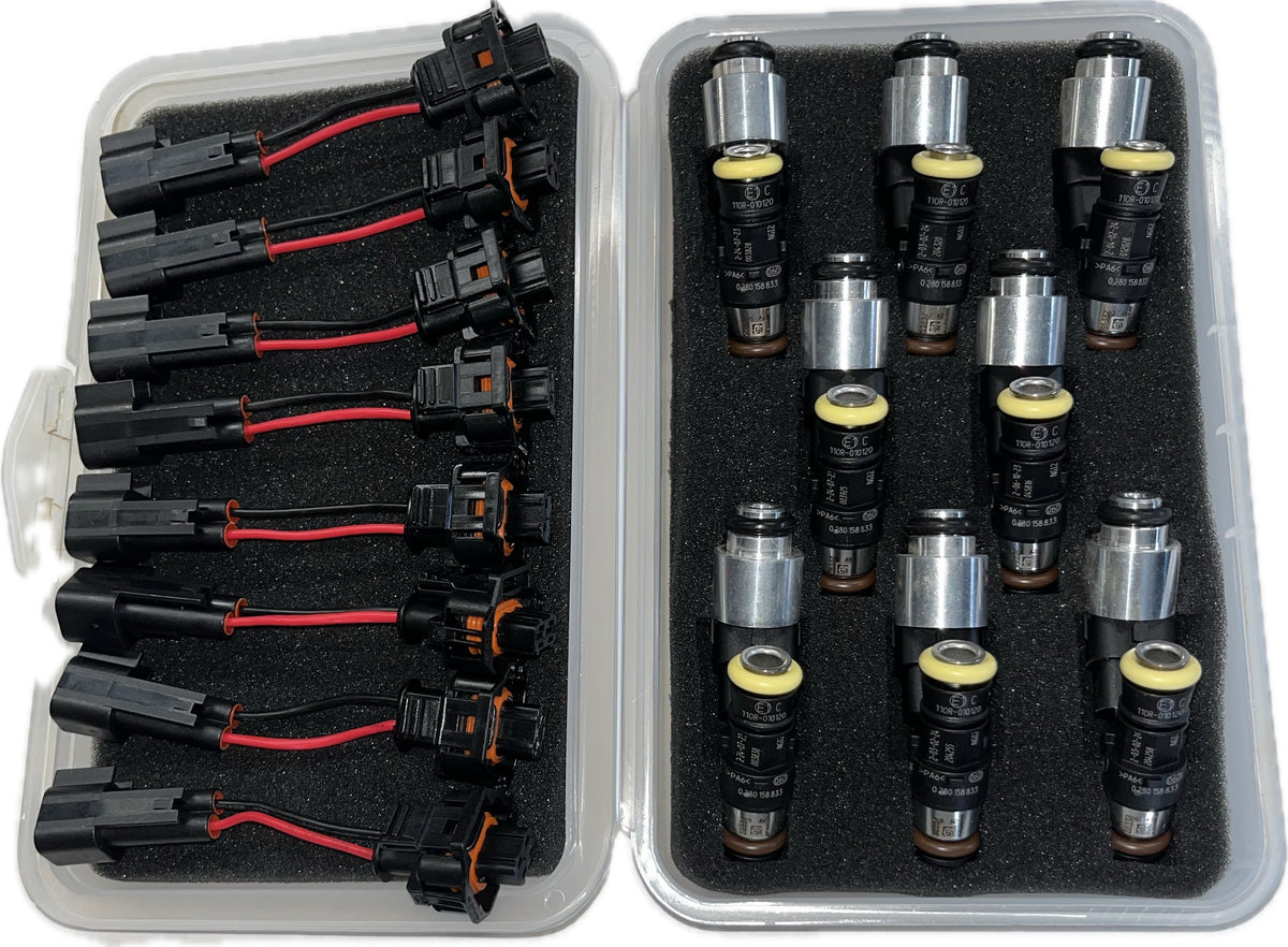 HPI Injectors Set of 8 LQ4 / LQ9 / 4.8 / 5.3 / 6.0 Delphi Shorty Multec High Impedance Fuel Injectors
