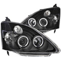 Anzo 2002-2004 Honda Civic Projector Headlights w/ Halo Black