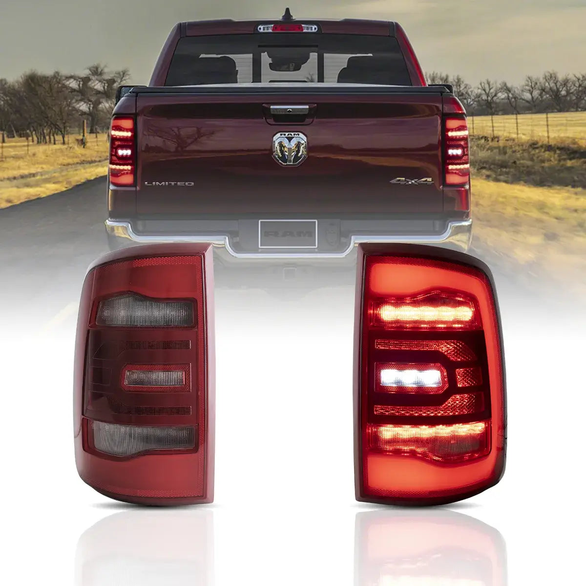LED Tail Lights Assembly With Red Sequetial Turn Signal For 2009-2018 4th Gen (DS/DJ/D2)