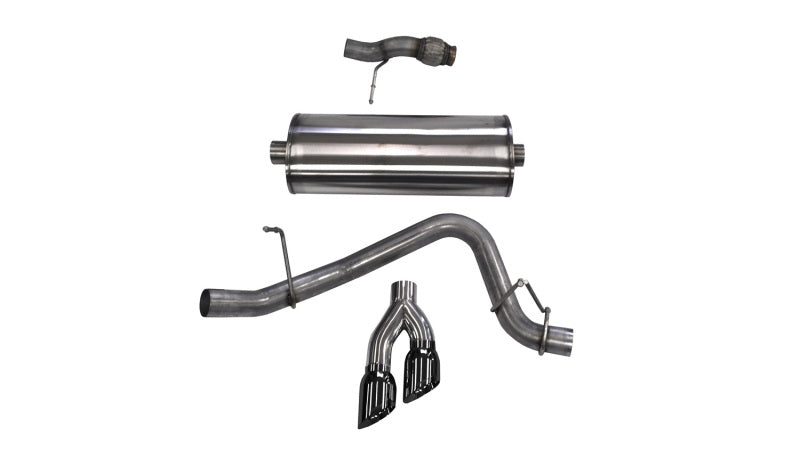 Corsa Performance Cat Back Exhaust, Sport, 3in, Single Side Twin Black 4in Tips, 2015